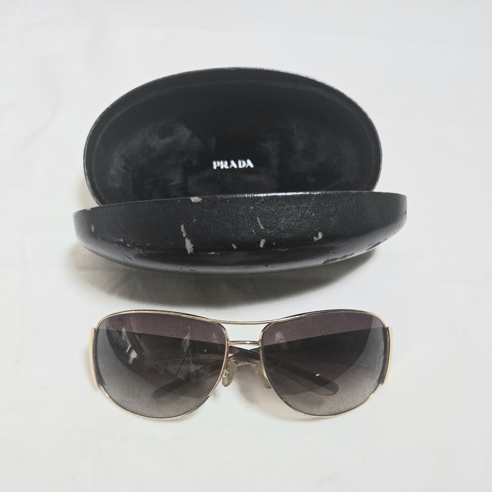 Prada SPR 75G Women's Sunglasses - Gold Frame with Black Lenses